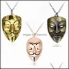 Anhänger Halsketten Hip Hop Schmuck V für Vendetta Maske Halskette Männer Roman Charme Cuban Link Kette Metall Herren Drop Lieferung Anhänger Dh7Su