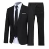 Men's Tracksuits Men Business Suit Set Classic Stylish Lapel Buttons Pockets Blazers Male High-end Social Formal Suit 2Pcs Set Groom Wedding Suit 230208