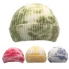 Berets Unisex Winter Warm Ribbed Knitted Beanie Cap Gradient Tie-Dye Harajuku Hip Hop Skiing Short Melon Cuffed Skull Hat