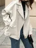 Womens Leather Faux Sungtin Jacket Women Casual PU Loose Motorcycle Jackets Female Streetwear Oversized Coat Korean Chic Spring 230209