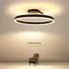 Lumières Moderne Anneau Led Plafond Lustre Dimmable Noir Blanc pour Chambre Table À Manger Salon Minimaliste Pendentif Lampes Éclairage 0209