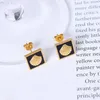 Stud Earrings Ins 18K Gold Plated Square Shell Post Earring For Women Stainless Steel Black JewelryStud