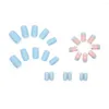 False Nails 24pcs Short Square French Glitter Blue Pink Wine Red Full Cover Detachable Nail Tips