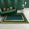 Carpets Dark Green Geometric Gold Edge Luxury Carpet Livingroom Anti-slip Mat For Kitchen Floor Long Door Bed Side Rug Fashion
