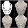 Chains Wholesale Natural White Pink Purple Black 7-8mm Rice Freshwater Pearl Necklace 50'Pick One Long Sweater Chain