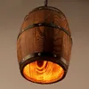 Tak retro Industrial LED Pendant Lights Kitchen Restaurang matbord hängande lampa dekoration fast trä fatbelysning fixtur 0209