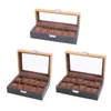 Bekijk dozen Display Organisator Case Vintage houten fluwelen doos voor vergrendelingsontwerp voortreffelijk geschenk met