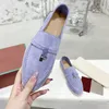 Designers Womens Dress Shoes Top Quality Cashmere Loafers Classic Buckle Round Toes Flat Heel Leisure Comfort Four Seasons Women Factory Loafer With Box