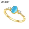 Cluster Rings Gem's Beauty 14K Gold Filled 925 Sterling Silver Lab Blue Turquoise Ring Fashion Oval Cut Party Jewelry For Women