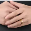 Hip-hopowa osobowość obrotowe pierścienie ze stali nierdzewnej 18k pozłacane prawdziwym złotem gładki kubański łańcuszek Finger Circel biżuteria osobowość