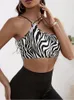 Women's Tanks Sexy High Street Zebra Striped Asymmetrical Neck Cami Top Women Summer Y2K Clothes Club Party Backless Crop Streetwear 2023