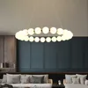 Ceiling Lights Light Luxury pearl necklace ring white glass ball led ceiling chandelier French living room bedroom lamp 0209