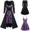Casual jurken Gotische jurk plaid een lijn achteraan rok set vestidos volledige mouw herfst knie lengte vintage y2302