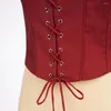 Vestes Femmes Courtes Femmes Faux Daim U-Back À Lacets Avant Manteau Party Clubwear Steampunk Manteaux Tops Gilet Réservoir Vêtements Rétro