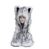 Berets Fashion Imitation Fur Hat Plush Cartoon Animal Scarf Gloves One Cap Winter Set