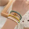 Beaded Bohemian Strands Style Suit Hand Decoration Sunflower Rice Bead Woven Armband Combination Set Drop Delivery DHCVC