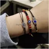 Beaded Selling New Palm Blue Eyes Bracelets Strands Flower Dragonfly Evil Eye Diamond Bead Alloy Bracelet Manufacturer Wholesale Dhxjn