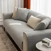 Housses de chaise en lin pour canapé, couleur unie, salon moderne, combinaison antidérapante, coussin complet, Protection contre la poussière, 230209