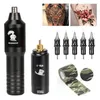 Kits de pistolets de tatouage, Kit de Machine professionnelle, ensemble complet de stylos rotatifs, alimentation sans fil 1200MAH RCA Jac avec aiguille de cartouche