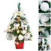 Julekorationer Desktop Mini Artificial Tree Set LED Light 45cm Dekorativ 2023 Snöflock-ed Novel Heminredning Xmas