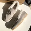 Italia Designer Loropiana Scarpe Autunno e Inverno Nuove Scarpe Lp Lefu Scarpe in peluche Scarpe in cotone felpato da donna Mocassini a testa tonda in pelle di lana a fondo piatto 4NC8