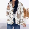 Vestes pour femmes Veste à fermeture éclair intégrale Femmes Casual Fleece Check Revers Long Sleeve Coat Winter Loose Top