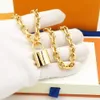 LLVV kant Cadenas Big Necklace Lock Pendant Gold Plated 18k 45cm f￶r kvinna T0p Kvalitet Officiella reproduktioner Klassisk stil med Box Exquisite Gift 004