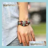 ارتباط سلسلة مصنوعة يدويًا Mtilayer Beads Sun Flower Charm Bracelet للنساء رجال Yoga شقرا جلد مجوهر