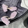 Mode Nieuwe Suojialun Sandal Sandal Brand 2024 Women Furry Ladies Elegant Square Low Heel Dress Pumps Outdoor Slingback Shoes T230208 560