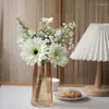 Fleurs décoratives Blanc Faux Ciel Étoile Haute Qualité Gerbera Daisy Combinaison Bouquet Fleur Artificielle Longue Famille Décoration De Mariage