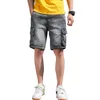 Shorts pour hommes 2023 Summer Denim Multiple Pockets Washed Mid-Taille Straight Street Cargo Jeans