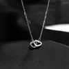 Hänge halsband silver färg kubik zirkon dubbel hjärta charm hänge choke för kvinnor bröllop smycken dz080