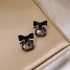 Boucles D'oreilles Pendantes Lustre Simple Élégant Bowknot Femmes Stud Brillant Cristal Exquis Polyvalent Femme Boucle D'oreille Bijoux De Mode Joli CadeauD