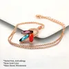 Hänge halsband flerfärgade långa ovala kubiska zirkonia hängsmycken för kvinnor rosguld färg bröllop kedja mode smycken n073 långvarig