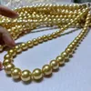 Chains Huge Charming 18"11-12mm Natural South Sea Genuine Golden Round Pearl Necklace Jewelry ChainChains ChainsChains