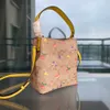 Coabg Totes Дизайнерская сумка Женские сумки Tote Коричневый женский повседневный кожаный кошелек Сумки на плечо Женская большая сумка Pink Butterfly 230207