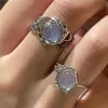 Solitaire Ring TOBILO Silver Color Irregular Natural Stone White Opal Aesthetic Hollow s for Women Trendy Creative Finger Jewelry Y2302