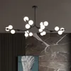 Lights Modo LED Chandelier Black Gold Branches Milky White Glass Ball Tak ljuskronor Living Matsal Bestrum Belysning Luster 0209