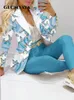 Women Dwuczęściowe spodnie cmyaya elegancka Paisley Butterfly Set Set Blazer Suit Office Lady Fashion 2 Stroje fitness 230209