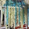 Decorative Flowers Natural Vertical Silk Flower String For Wedding Decoration Petal Bridal Bouquets 1M Long