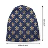 Basker chic fleur de lis bonnet hattar mode stickad hatt för män kvinnor vinter varm fleur-de-lis lily blommakallar mössor mössor