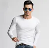 T-shirt da uomo T-shirt slim fit da uomo T-shirt in cotone da uomo T-shirt a maniche lunghe con scollo a V solido T-shirt da uomo T-shirt casual