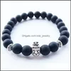 Bracelets De Charme Hommes Bijoux De Luxe Femmes Matt Pierre Perle Bracelet Éléphant Tête De Léopard Lion Hibou Tortue Lava Drop Delivery Dhmqk