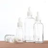 Garrafas de armazenamento 5ml 10ml 15ml 30ml 50ml garrafa de gotas de vidro vazia com pipetas Óleos essenciais tampa branca