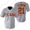 cousu 2022 New NCAA Longhorns Baseball Jersey 21 Roger Clemens College Taille Jeune Adulte Blanc