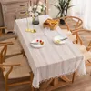 Tkanina stołowa pusta francuska koronkowa beżowa prostokątna prostokątny ślub przyjęcie urodzinowe dekoracyjny stół okładka mantel mesa nappe z frędzlami 230210
