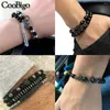 Strand 2pcs/set Natural Stone Cross Beads Bracelets Set Black Beaded Stretch Bracelet Men Women Fashion Jewelry Gift Accessorise 8mm