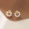 Boucles d'oreilles à clous, 1 paire de roses creuses françaises Vintage pour dames, perles aérées, petites et élégantes, multi-