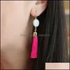 Ciondola Lampadario Boho Moda Colorf Dichiarazione Nappa Orecchini Per Le Donne Resina Druzy Pietra Ciondolo Placcato Oro Gancio Gioielli Lunghi Dhdrp