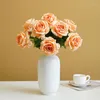 Decorative Flowers 8pcs/lot Artificial Silk Rose Branch Wedding Pography Bouquet Valentine's Day Gift Home Living Room Simulation Roses